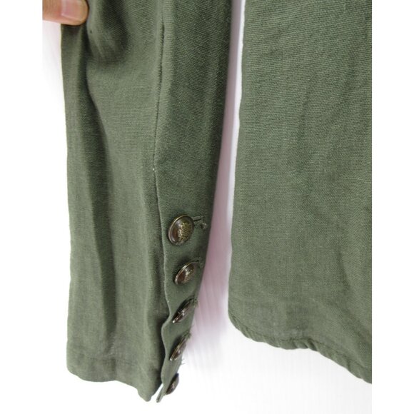 Free People Blazer XS Linen Blend Jacket Double Breasted Military - Picture 3 of 11